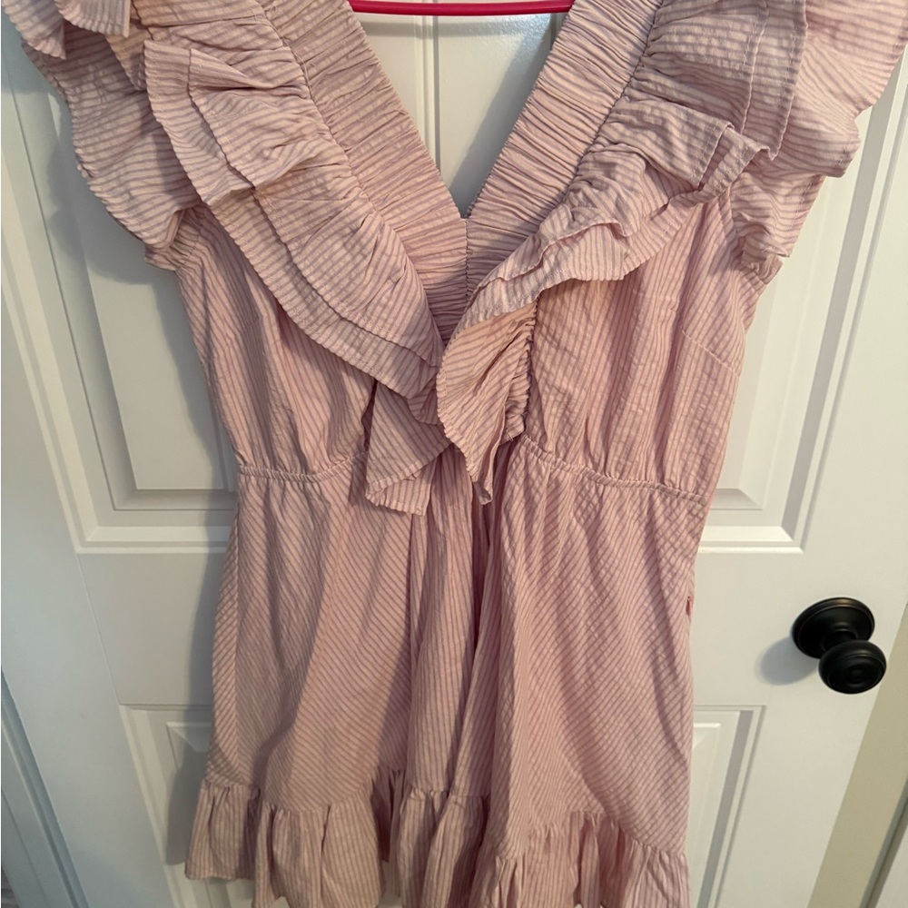 Pink Ruffled V-Neck Dress - Picture 2 of 4